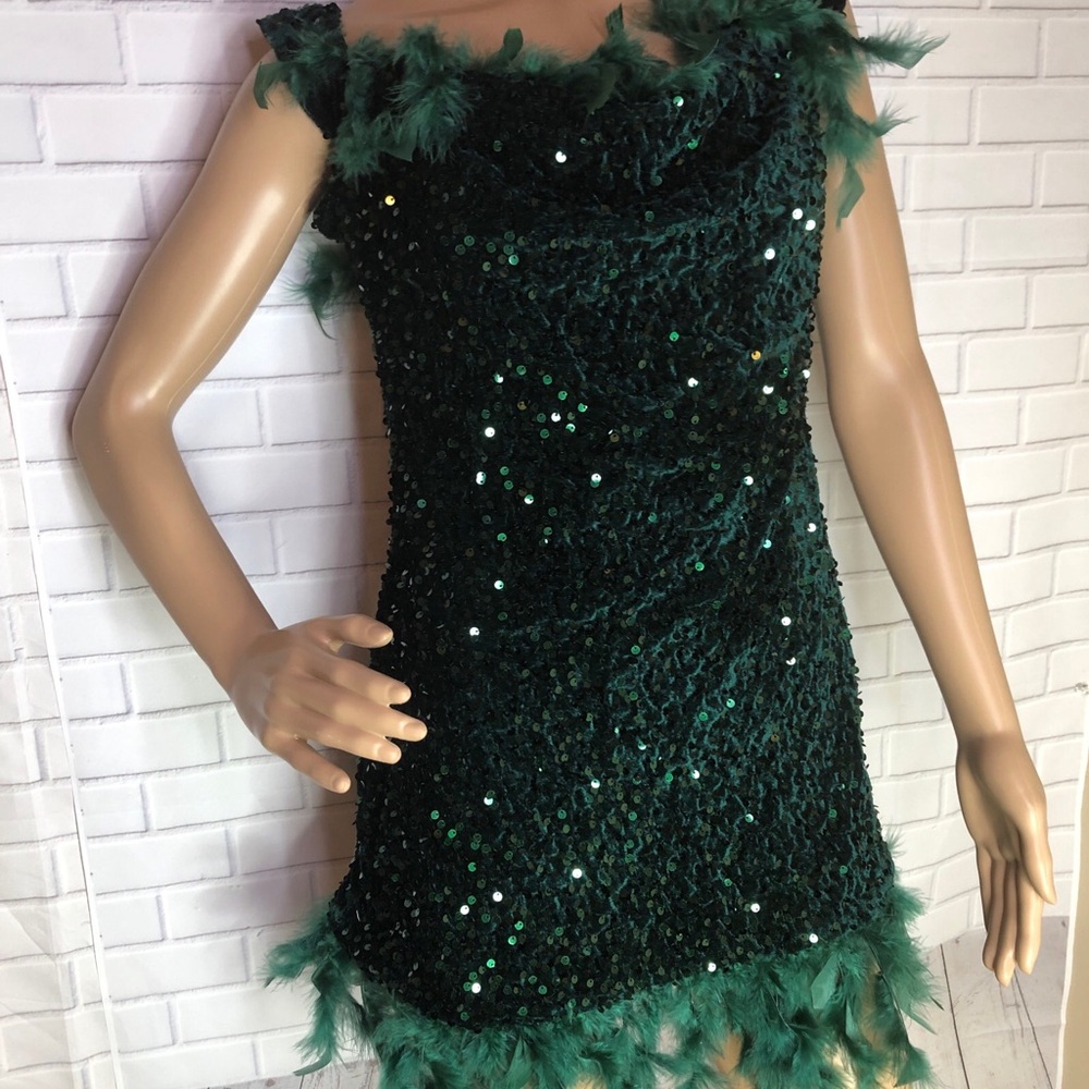 Source Unknown Green Sequin Midi Dress